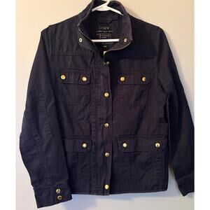 J Crew Relaxed Boyfriend Field Jacket Womens Small Blue Elbow Patches Chore